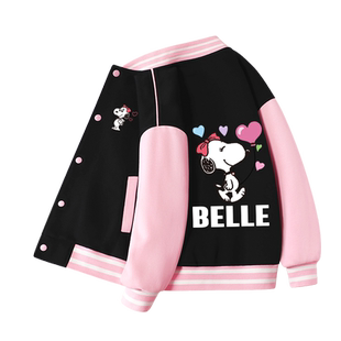 史努比女童外套春秋款2026新款儿童棒球服洋气女孩中大童春装上衣