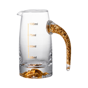 钻石切面金箔轻奢白酒杯分酒器套装创意高端水晶刻度量酒壶一口杯