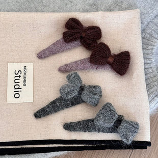 韩国甜美针织蝴蝶结发夹高级感侧边碎发倒插梳温柔2026新款女发饰