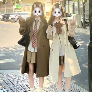 学院风风衣大衣秋冬季jk制服中长款小个子外套女装米色驼色