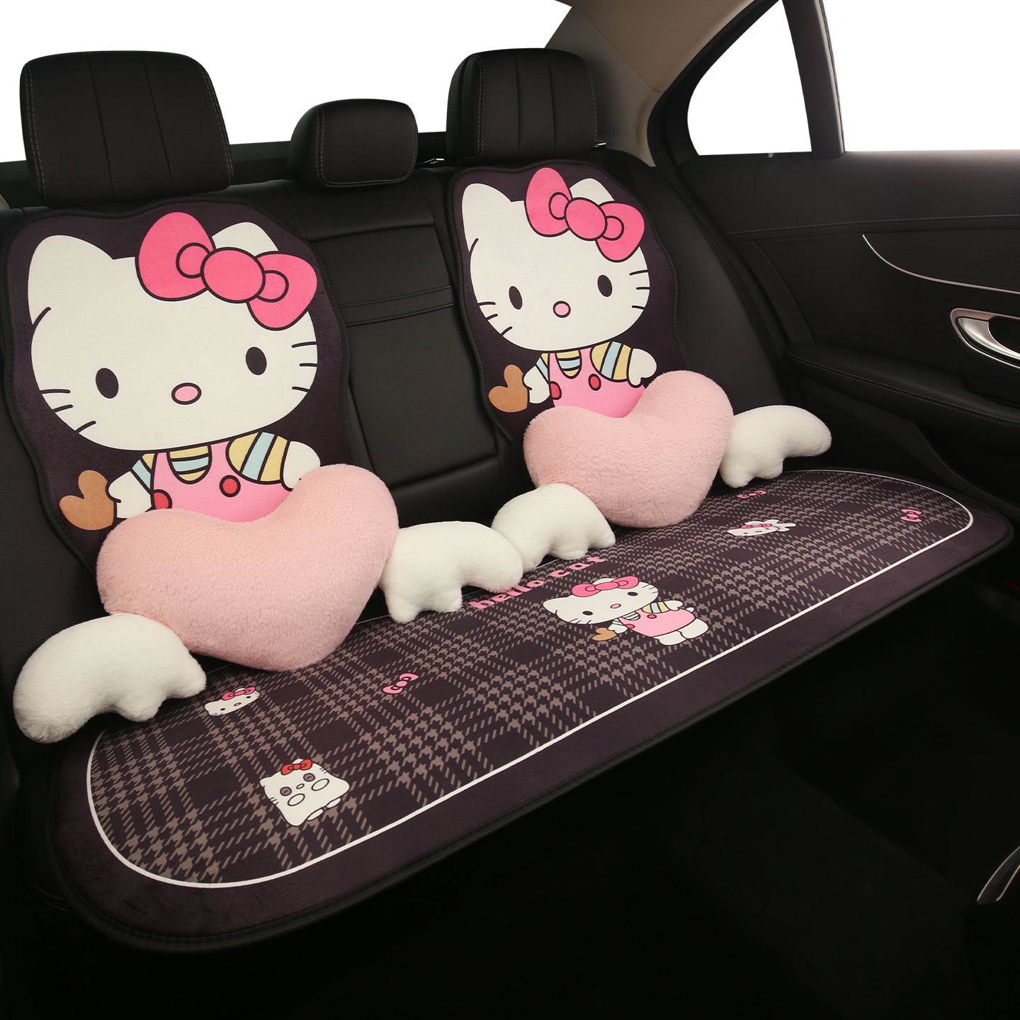汽车坐垫冬季毛绒卡通可爱车内饰女士2025新款KT猫四季通用座椅套