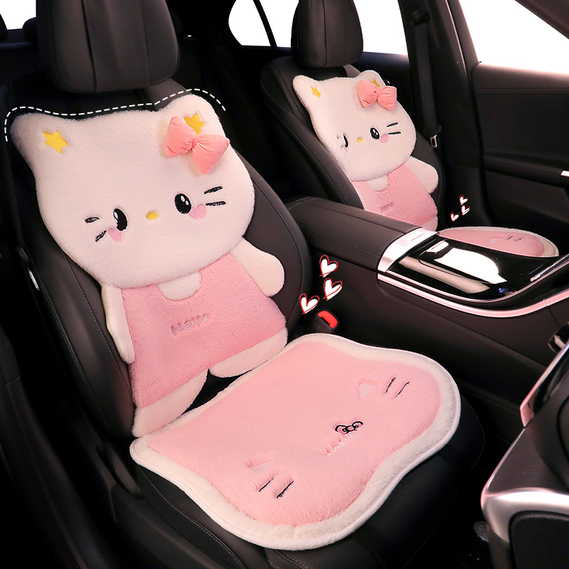 2025新款冬季毛绒汽车坐垫可爱暖和座套卡通女神车内座套座垫座椅
