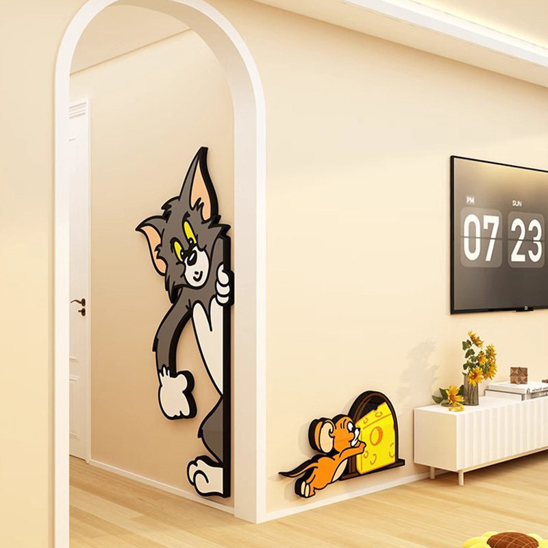 猫和老鼠影电视机背景大白墙面装饰画挂件2025新款贴自粘改造客厅