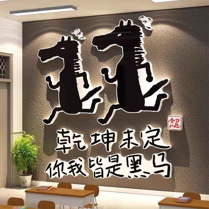班级布置教室装饰托管班培训机构文化墙贴励志标语中学生高考黑马