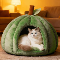Pumpkin cat bed semi-enclosed security, suitable for all seasons, enlarged and thickened for warmth, winter cat bed, dog bed and pet bed thumbnail 2