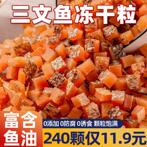 丰富鱼油美毛冻干三文鱼粒猫咪