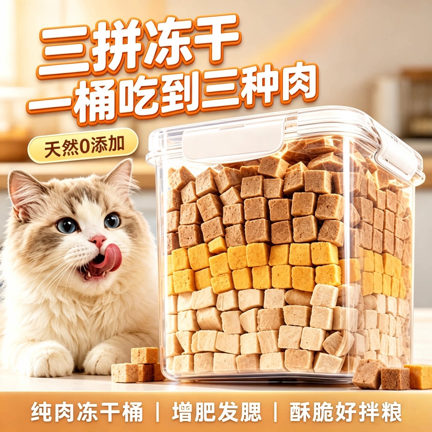 【良铺优选】鸡肉粒三拼冻干桶