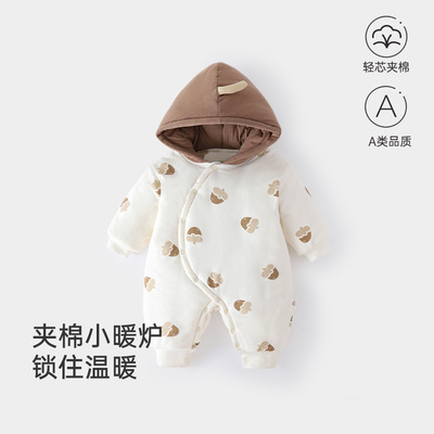 宝宝200g夹棉加厚连帽连体衣秋冬