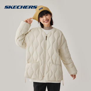 Skechers斯凯奇轻薄短款羽绒服男女款防风保暖落肩外套 L425U006