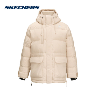 Skechers斯凯奇加厚保暖连帽羽绒服防风冬装面包服 P424M157/01CG