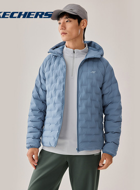 Skechers斯凯奇秋冬款男士保暖棉服轻盈梭织短款裥棉外套P425M178