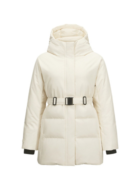 Skechers斯凯奇冬女长款连帽保暖羽绒服外套 L424W004-00V7