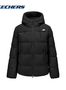 Skechers斯凯奇拒水保暖棉衣冬新款女加厚连帽棉服 P425W197/0018