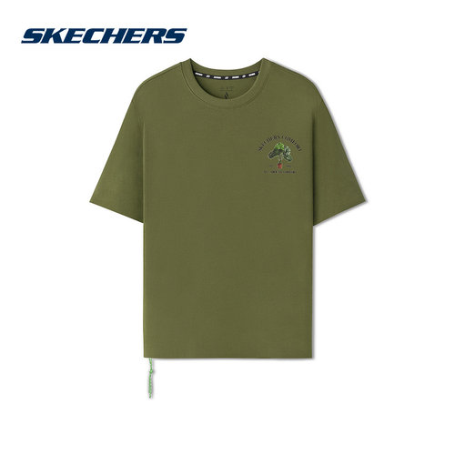 Skechers斯凯奇夏季简约运动休闲针织男短袖T恤衫 L225M102/05HR