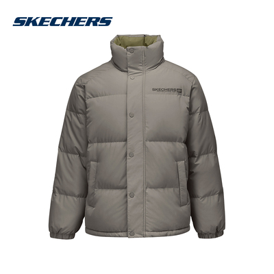 Skechers斯凯奇梭织羽绒外套男女款防泼水防泼宽松 L425U008/05QR