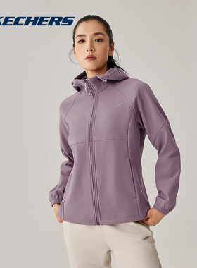Skechers斯凯奇女子运动健身休闲上衣加绒连帽夹克外套 P425W184