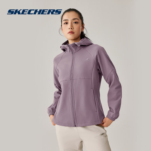 Skechers斯凯奇女子运动健身休闲上衣加绒连帽夹克外套 P425W184