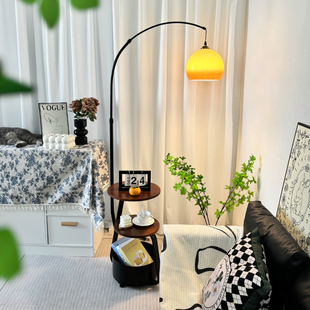 客厅落地台灯沙发旁轻奢覆古设计感钓鱼灯主卧室床头柜置物落地灯