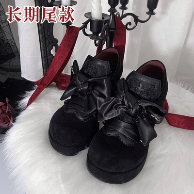 哥特lolita丝绒酒杯跟粗跟鞋复古