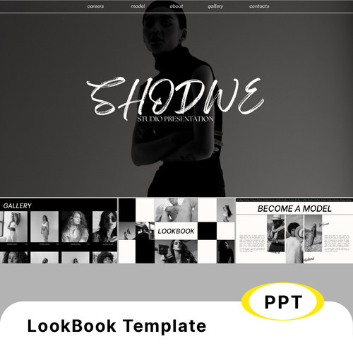 简约黑白lookbook时装PPT模板