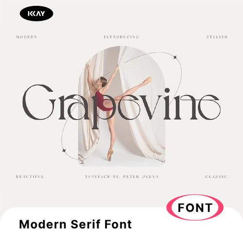 Grapevine现代优雅轻奢连笔品牌logo海报杂志排版装饰英文字体