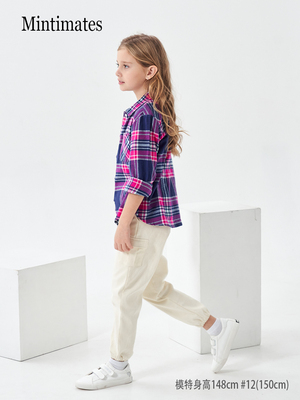 全棉磨毛经典格子春秋儿童衬衫