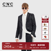 轻奢棋盘格老花图案LOGO套装 CNC男装 奥莱春秋新品 西服上衣男