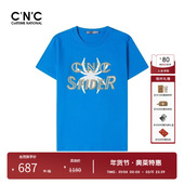 上衣夏季 新款 CNC男装 奥莱蜘蛛图案印花短袖 精致印花 舒适纯棉