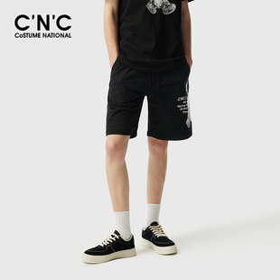 男 字母涂鸦玩偶印花休闲抽绳五分短裤 CNC男装 奥莱春夏新款