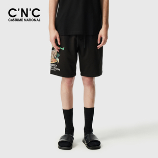 手工立体绣花 运动短裤 CNC男装 夏季 男 奥莱兔子印花休闲五分裤