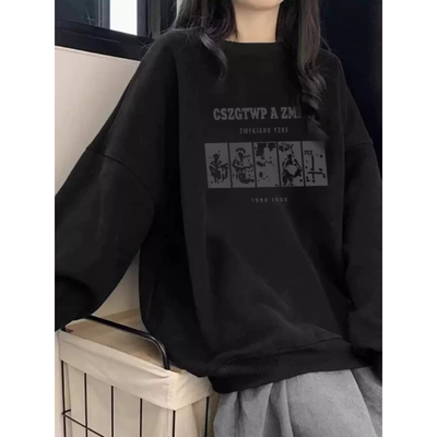 ELOF5045# 官图 实价 仿棉华棉复合-薄款310g加绒400g 圆领卫衣女