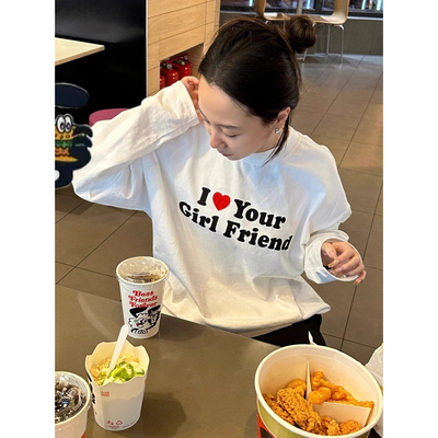 ELOF3148# 官图 21支纯棉-210克（100%棉） 春装长袖T恤女宽松上