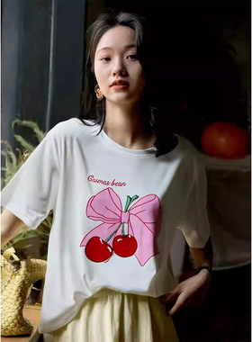 ELOF01365# 官图 21支纯棉210克（100%棉）慵懒宽松卡通印花短袖T