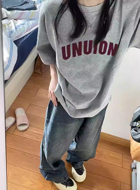 ELOF01173# 官图 21支纯棉210克（100%棉）短袖T恤女小众港风半袖