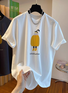 ELOF01050# 官图 21支纯棉210克（100%棉）韩系印花t恤女短袖大码