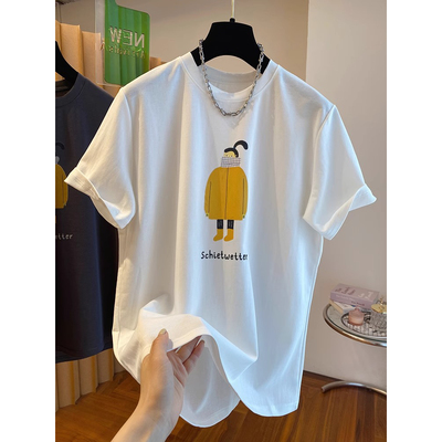 ELOF01050# 官图 21支纯棉210克（100%棉）韩系印花t恤女短袖大码