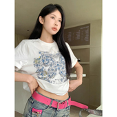 官图 21支纯棉210克 100%棉 ELOF01067 慵懒宽松卡通印花短袖