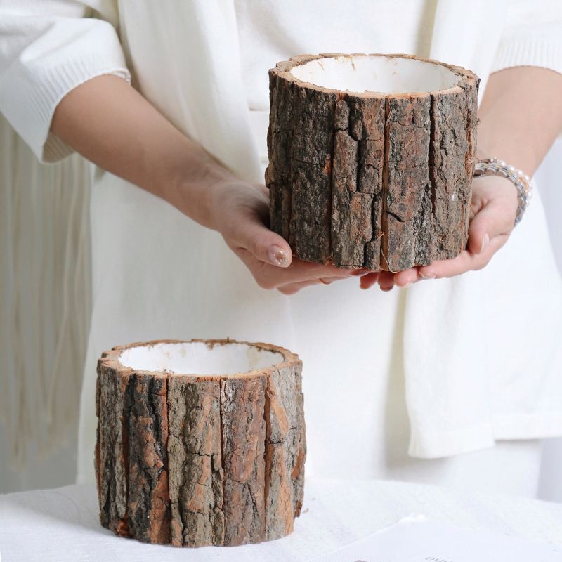 底座创意韩式树皮桶圣诞鲜花插花干花包装材料花艺抱抱桶礼物花盒