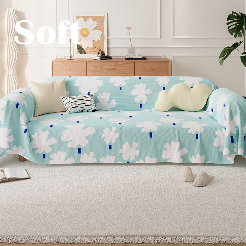 家用花朵沙发巾四季通用沙发盖布沙发套罩蓝色沙发盖巾一片式防尘,居家布艺,沙发套,淘宝优惠券,粉丝福利购,淘宝优惠卷