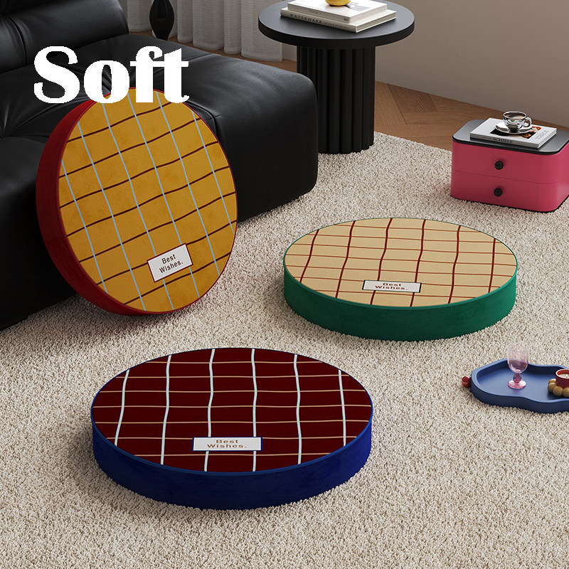 简约复古格子蒲团茶室禅修垫子飘窗榻榻米坐垫客厅阳台懒人方形垫