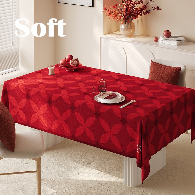 简约高级红色桌布书桌布餐桌布客厅茶几台布新年圆桌方桌仿麻垫布,居家布艺,桌布,淘宝优惠券,粉丝福利购,淘宝优惠卷