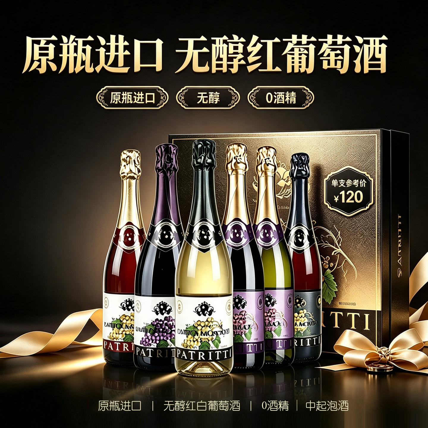 澳洲进口芭翠缇香萃红无醇起泡葡萄汁金麝香气泡0度无酒精起泡酒