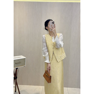 小香风马甲套装女秋季新款衬衫半身裙两件套高级感小个子穿搭