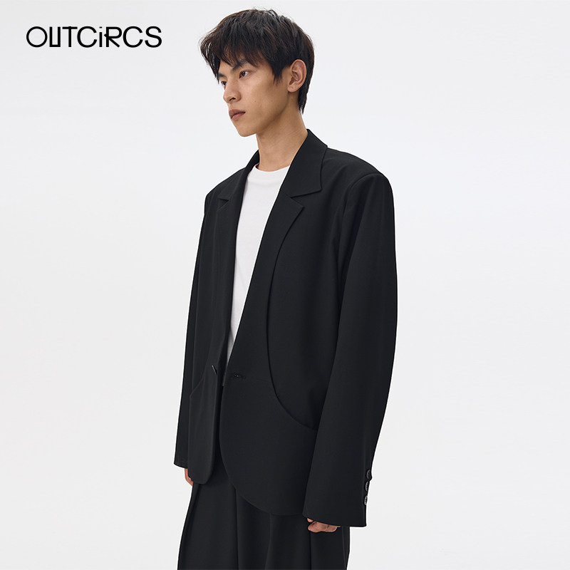 OUTCiRCS一粒扣弧形门襟西装