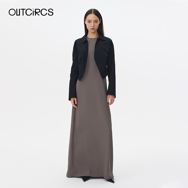 OUTCiRCS扭曲高腰短夹克2025春季新品女士纯棉薄款时尚休闲外套