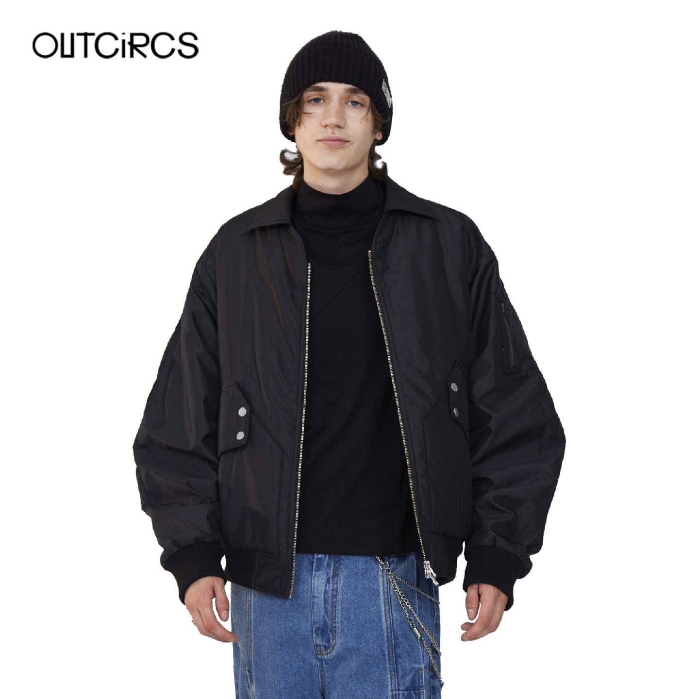 OUTCiRCS翻领飞行夹克都市休闲