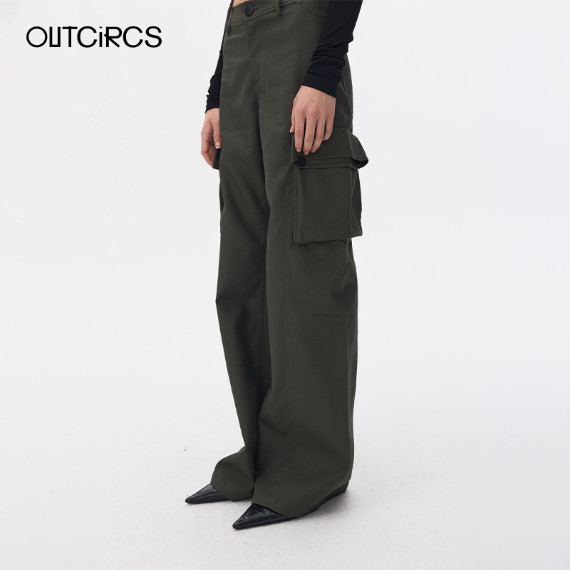 OUTCiRCS错位腰头直筒工装裤