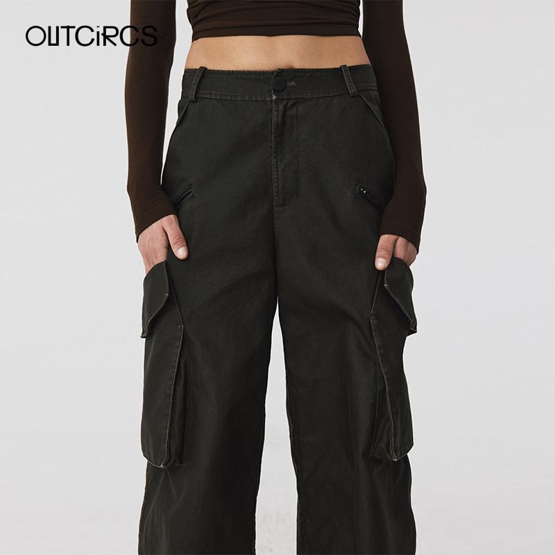 OUTCiRCS VINTAGE女款重工多功能工装裤休闲裤子女春秋款秋装长裤