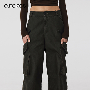 OUTCiRCS VINTAGE女款重工多功能工装裤休闲裤子女春秋款秋装长裤