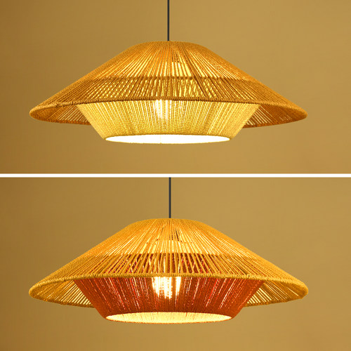 日式侘寂风麻线艺术吊灯